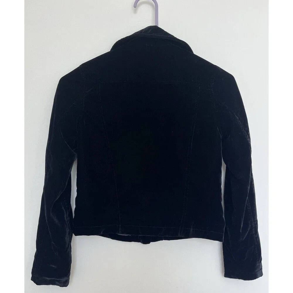 NWOT Justice Girls Black Velvet Moto Jacket Size 10 Lined Lace Up Sleeve